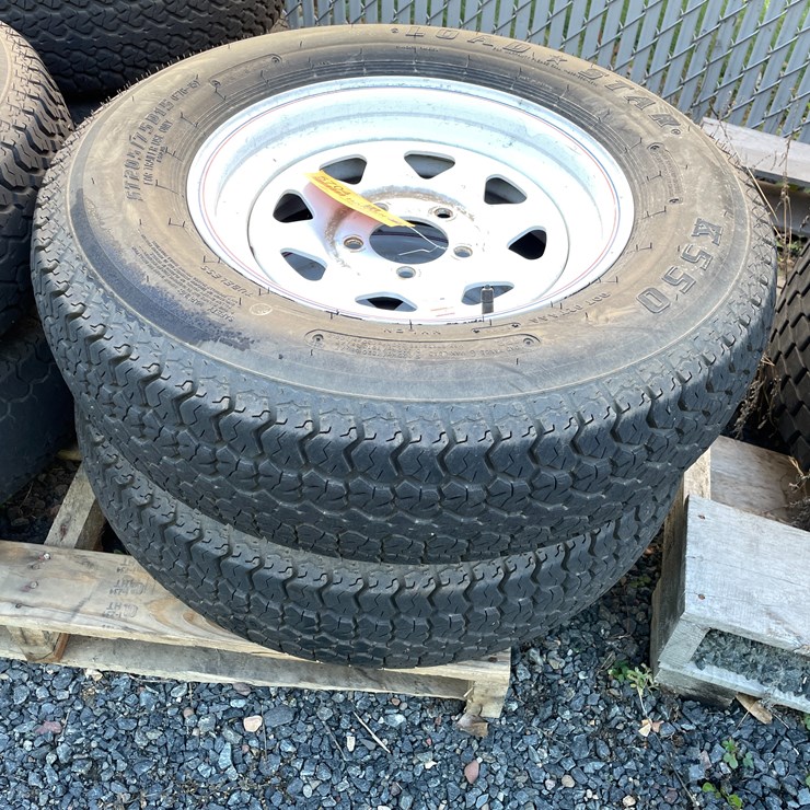 #5704 • (2) ST205/75D15 Tires on 5-Bolt Rims