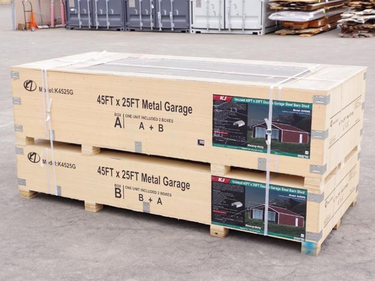 kj-heavy-duty-45'-x-25'-double-garage-steel-barn-shed-w/-side-door-entrance,-m/n-k4525g,-unused-image-2