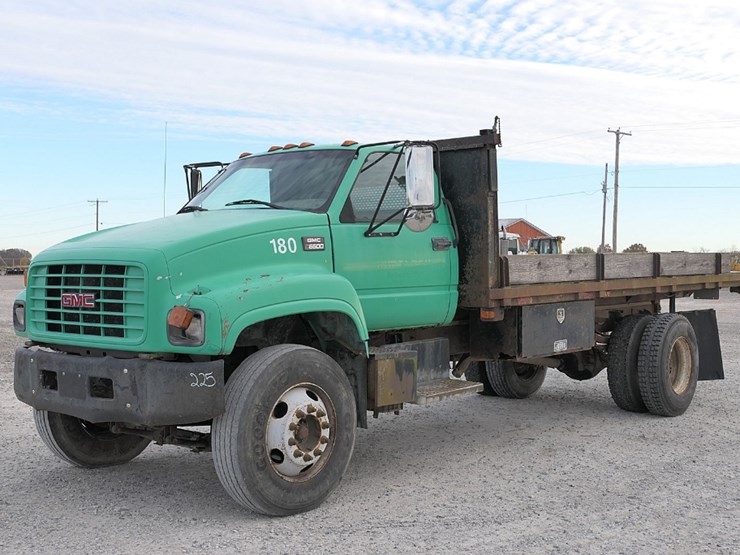 2000-gmc-6500-flatbed-dump-truck,-sn:1gdj7h1d6yj521189,-5-speed-(clutch-wen-image-1
