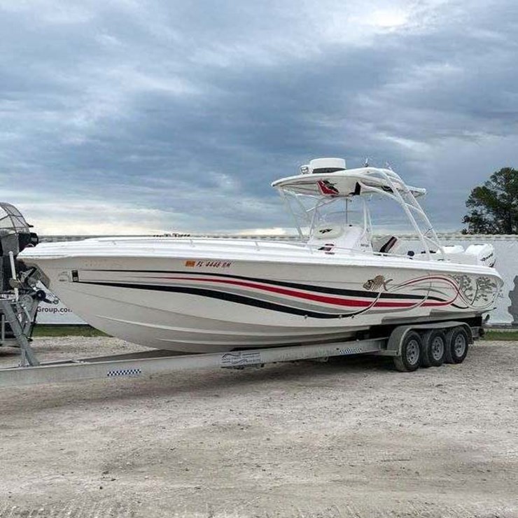 2014 Glasstream 360 SCX Twin 400R Mercury's with Triple Axle Aluminum Trailer