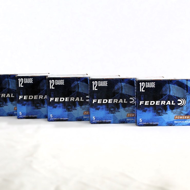 #475 • (5) BOXES FEDERAL POWERSHOK 5 SHELL 12 GA AMMO