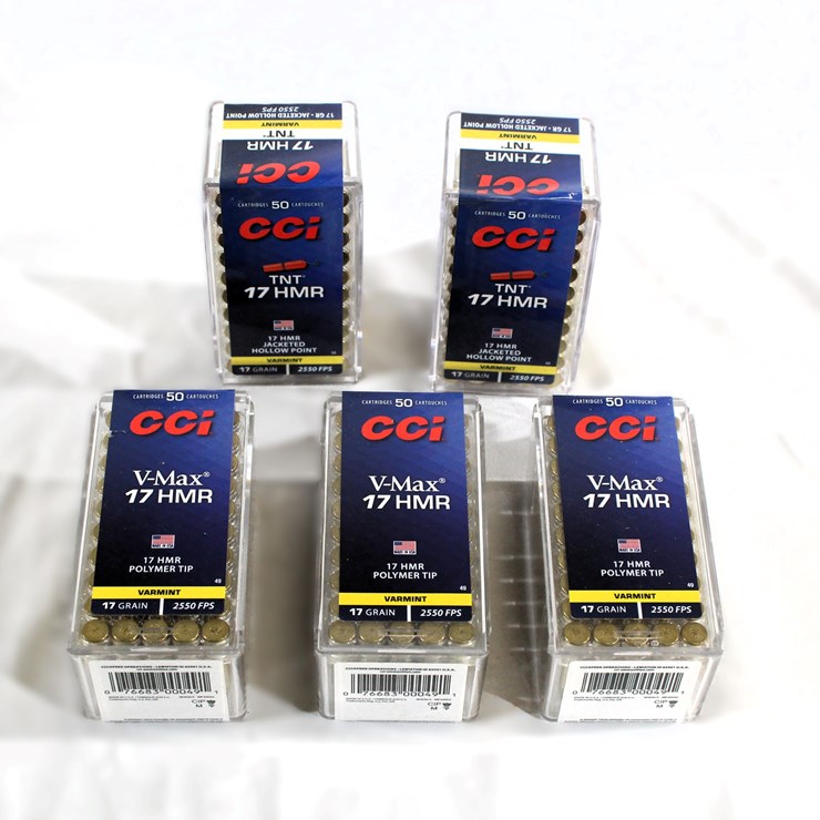 #487 • (5) BOXES CCI V-MAX 17 HMR AMMO