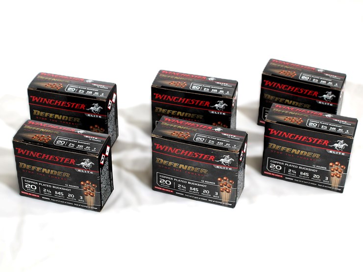 #497-•-(6)-boxes-winchester-defender-buckshot-ammo-image-1
