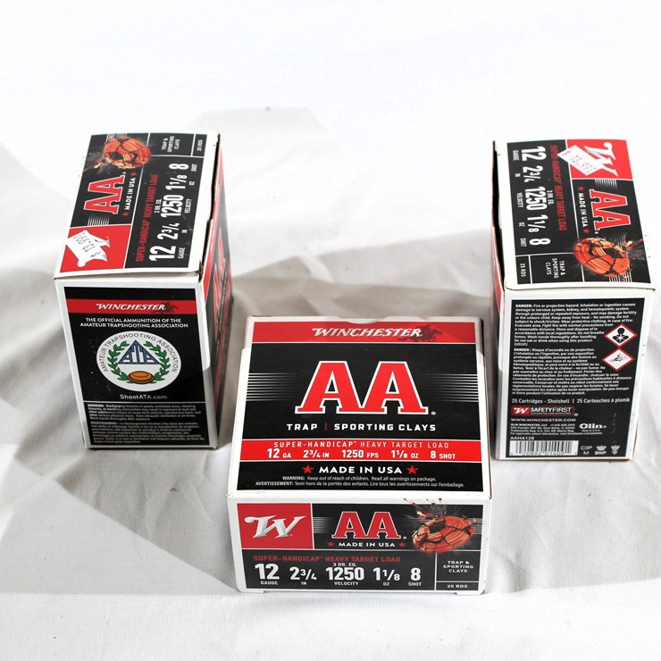 #450 • (3) BOXES WINCHESTER AA 12 GA 2 3/4 IN 1250 FPS 8 SHOT AMMO