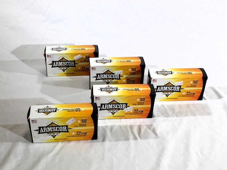 #455-•-(5)-boxes-armscor-22-tcm-pistol-cartridges-ammo-image-1
