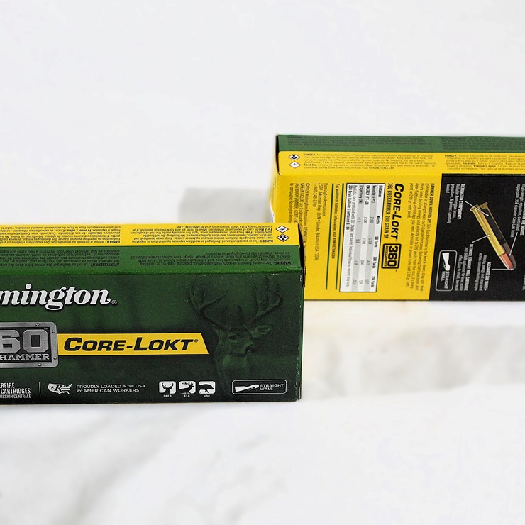 #507 • (2) BOXES REMINGTON 360 BUCKHAMMER CORE-LOKT