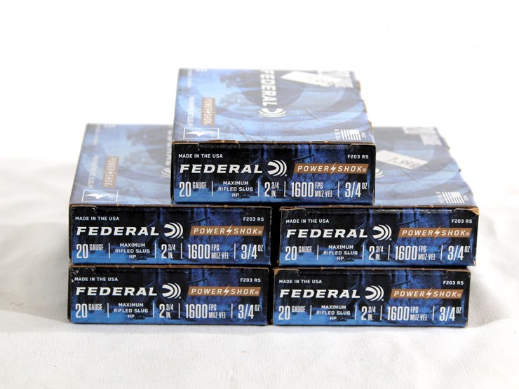 #478-•-(5)-boxes-federal-powershok-20-ga-rifle-slug-ammo-image-4