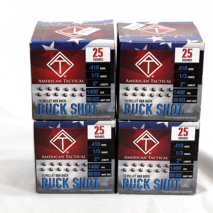 #480 • (4) BOXES AMERICAN TACTICAL BUCK SHOT AMMO