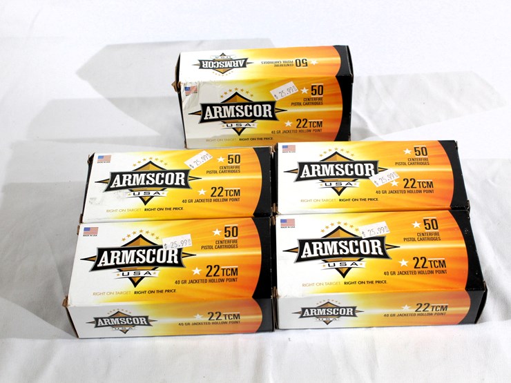 #453-•-(5)-boxes-armscor-22-tcm-pistol-cartridges-ammo-image-1