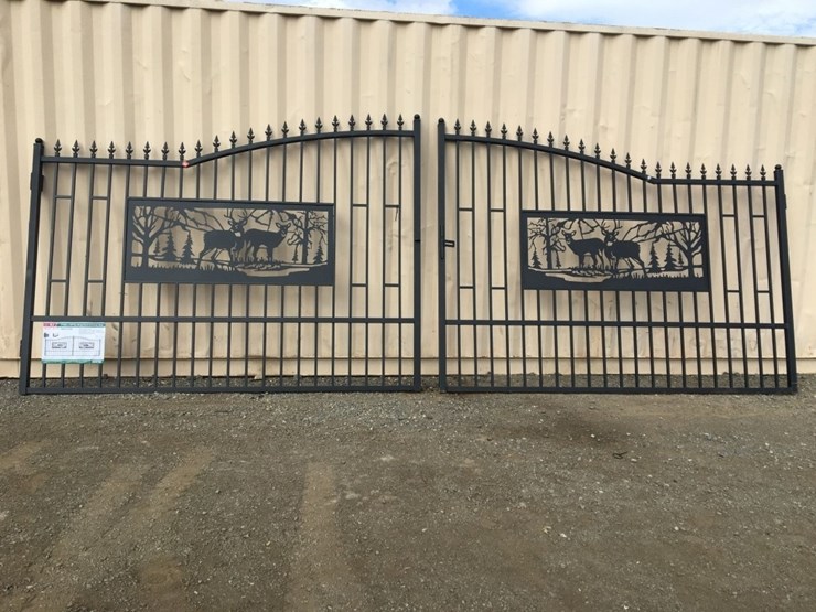 unused-20ft-bi-parting-wrought-iron-gate-w/deer-image-1