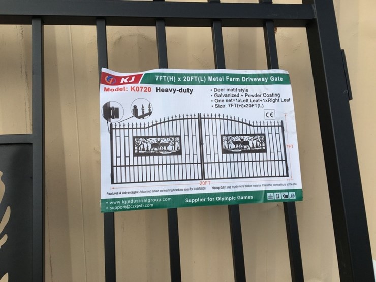 unused-20ft-bi-parting-wrought-iron-gate-w/deer-image-2