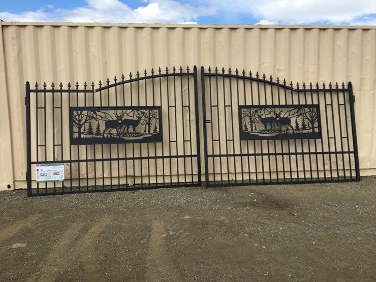 unused-20ft-bi-parting-wrought-iron-gate-w/deer-image-1