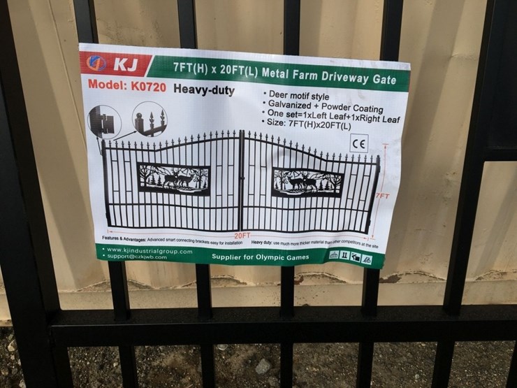 unused-20ft-bi-parting-wrought-iron-gate-w/deer-image-2