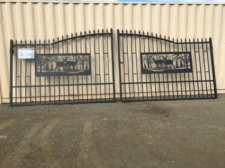 unused-20ft-bi-parting-wrought-iron-gate-w/deer-image-1