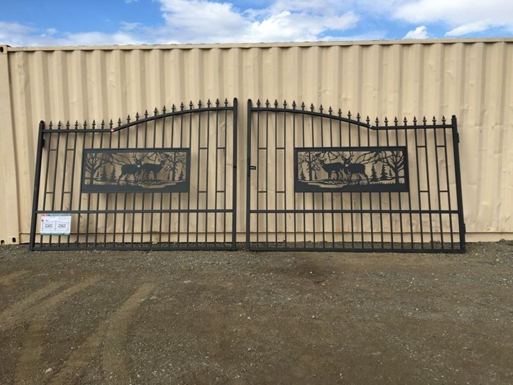 unused-20ft-bi-parting-wrought-iron-gate-w/deer-image-1