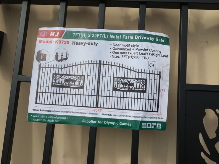 unused-20ft-bi-parting-wrought-iron-gate-w/deer-image-2