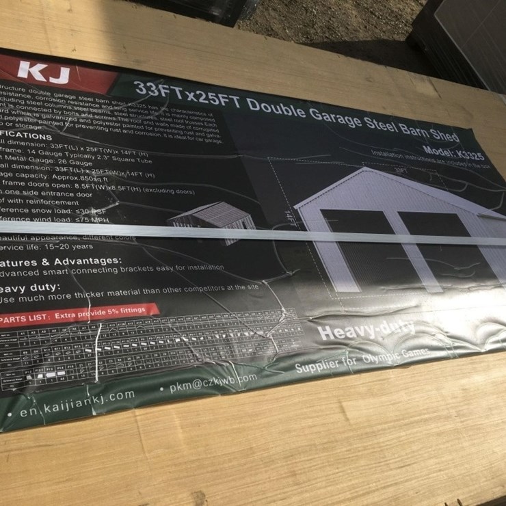 Unused 33ft x 25ft x 14ft Double Garage Steel