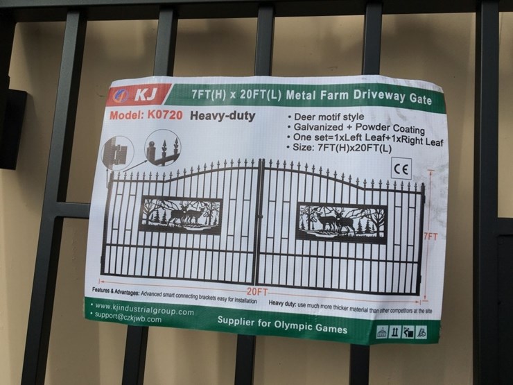 unused-20ft-bi-parting-wrought-iron-gate-w/deer-image-2