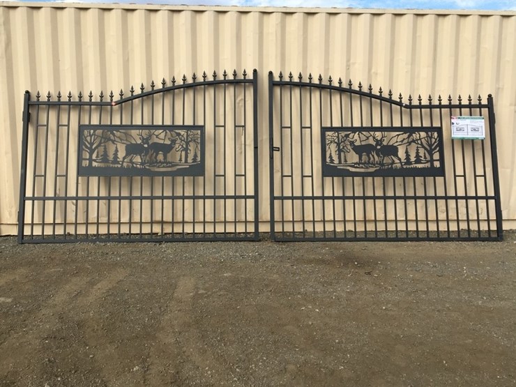 unused-20ft-bi-parting-wrought-iron-gate-w/deer-image-1
