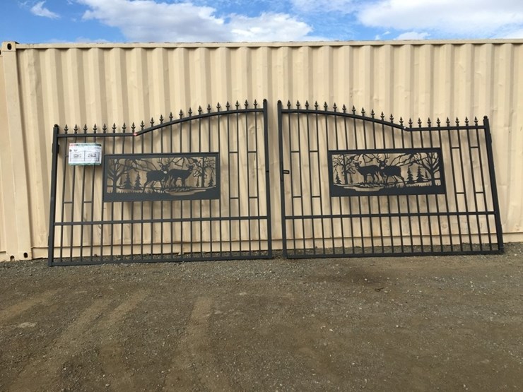 unused-20ft-bi-parting-wrought-iron-gate-w/deer-image-1