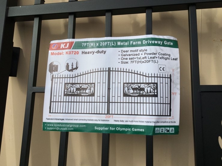 unused-20ft-bi-parting-wrought-iron-gate-w/deer-image-2