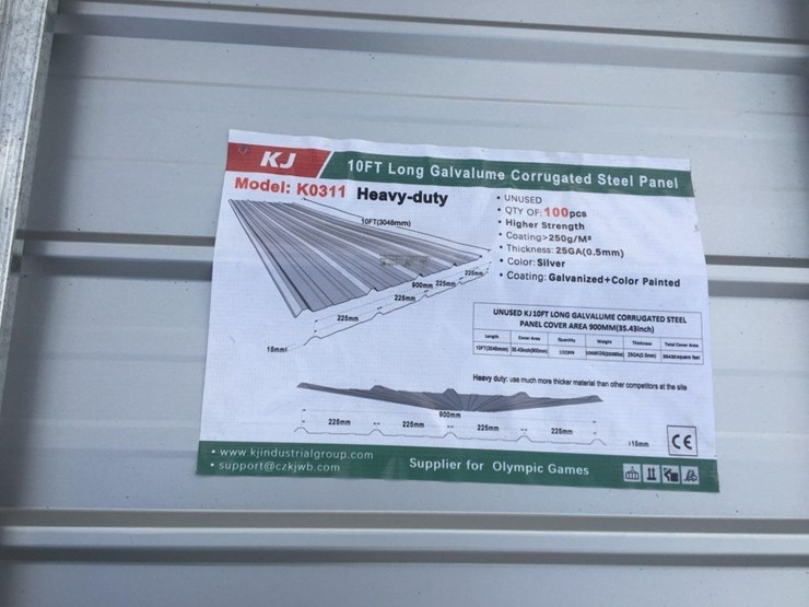(100)-unused-10ft-x-3ft-corrugated-steel-panels,-image-3