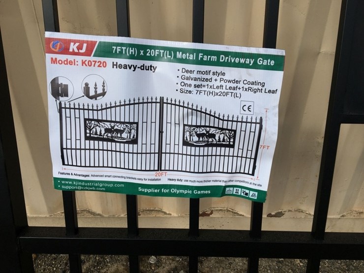 unused-20ft-bi-parting-wrought-iron-gate-w/deer-image-2