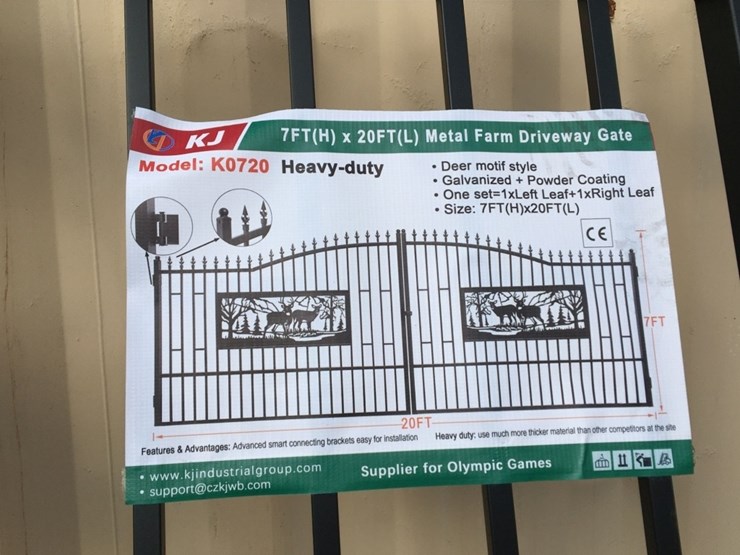 unused-20ft-bi-parting-wrought-iron-gate-w/deer-image-2