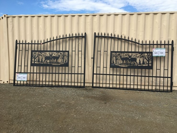 unused-20ft-bi-parting-wrought-iron-gate-w/deer-image-1