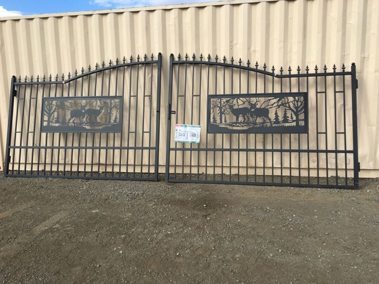 unused-20ft-bi-parting-wrought-iron-gate-w/deer-image-1