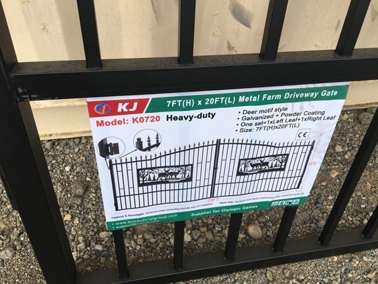 unused-20ft-bi-parting-wrought-iron-gate-w/deer-image-2