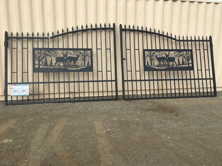 unused-20ft-bi-parting-wrought-iron-gate-w/deer-image-1