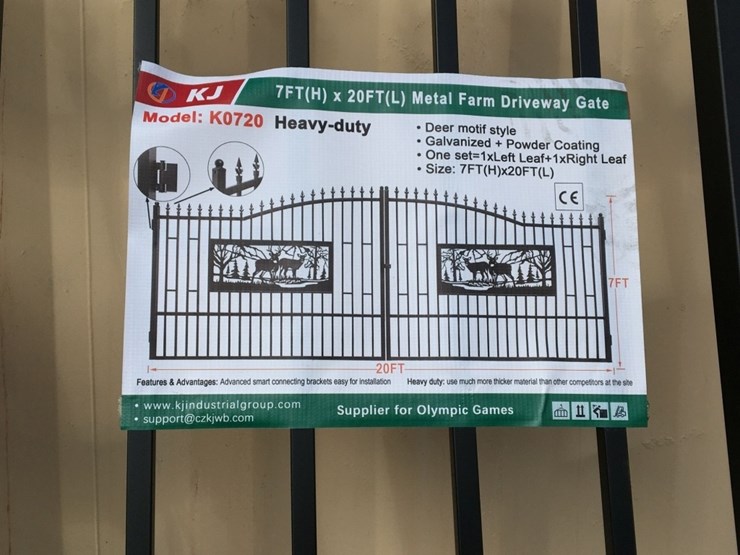 unused-20ft-bi-parting-wrought-iron-gate-w/deer-image-2