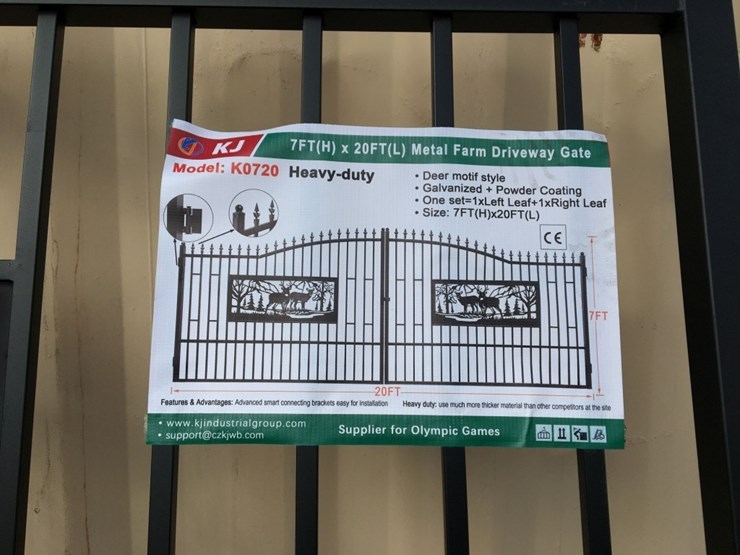 unused-20ft-bi-parting-wrought-iron-gate-w/deer-image-2