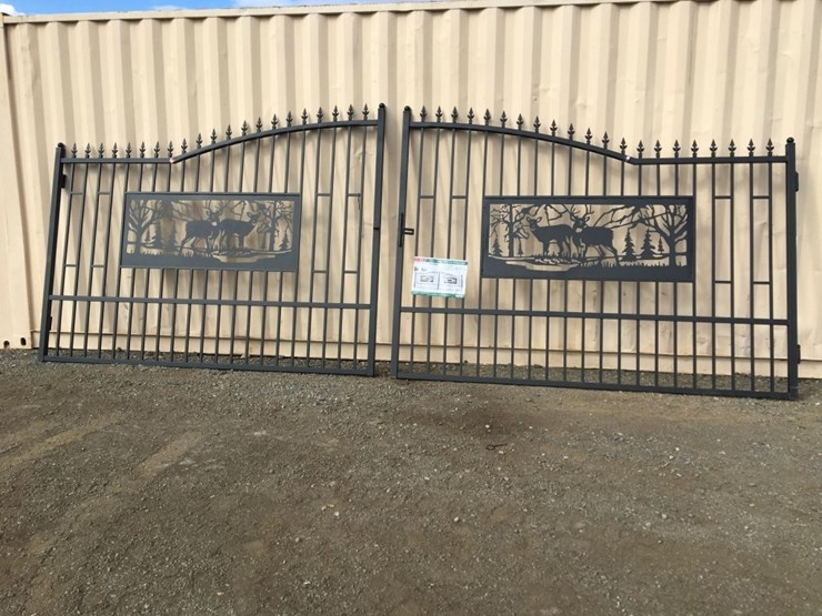 unused-20ft-bi-parting-wrought-iron-gate-w/deer-image-1
