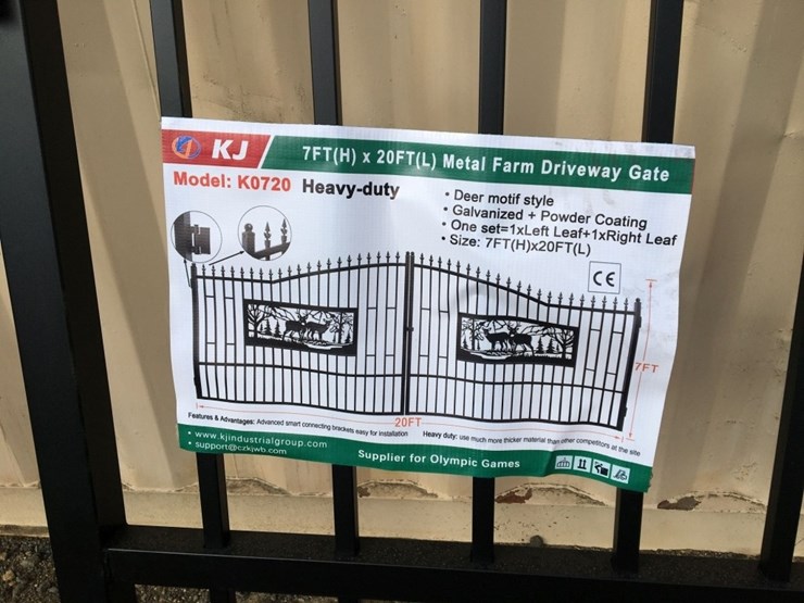 unused-20ft-bi-parting-wrought-iron-gate-w/deer-image-2