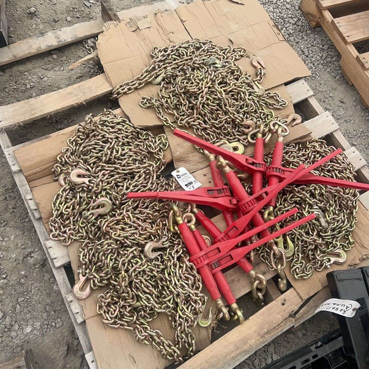 (8) 3/8” x 20’ Grade 70 Transport Chains with Ratchet Binders