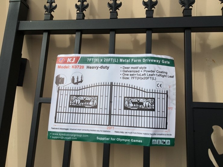 unused-20ft-bi-parting-wrought-iron-gate-w/deer-image-2