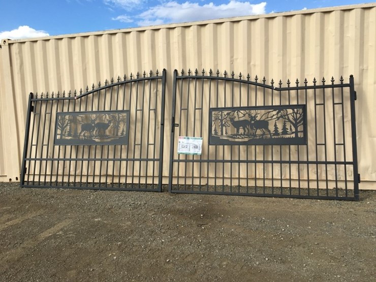 unused-20ft-bi-parting-wrought-iron-gate-w/deer-image-1