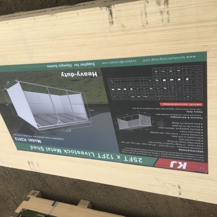 Unused 25ft x 12ft Livestock Metal Shed.