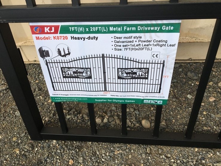 unused-20ft-bi-parting-wrought-iron-gate-w/deer-image-2