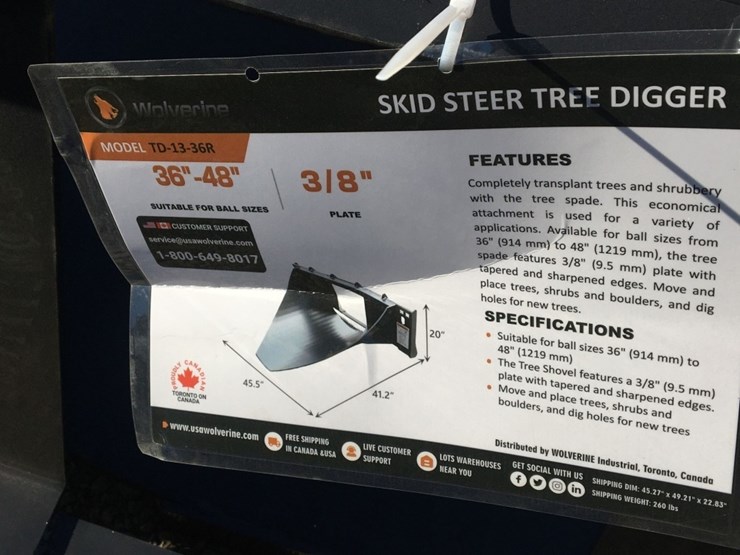 unused-wolverine-td-13-36r-tree-digger-attachment,-image-3