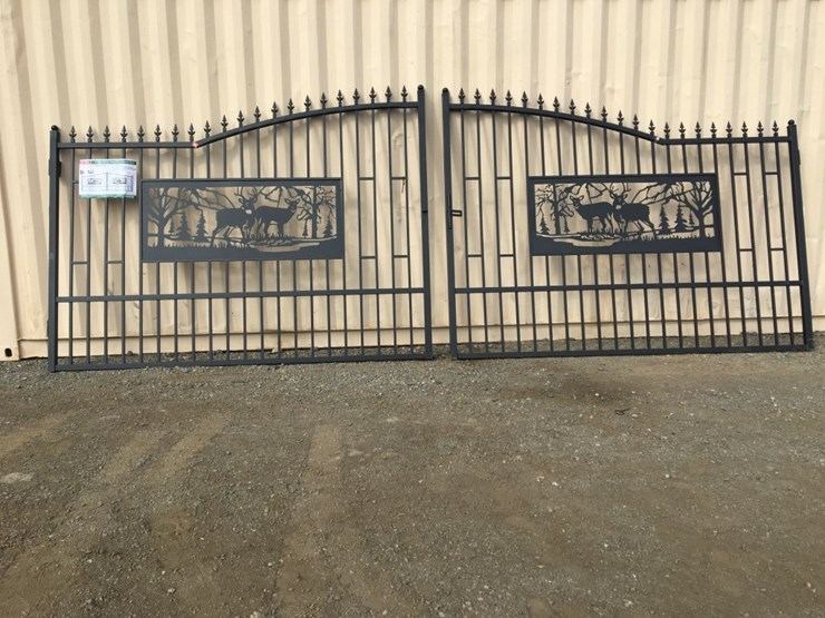 unused-20ft-bi-parting-wrought-iron-gate-w/deer-image-1