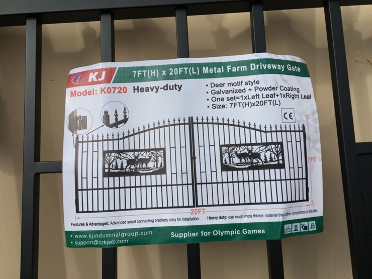 unused-20ft-bi-parting-wrought-iron-gate-w/deer-image-2