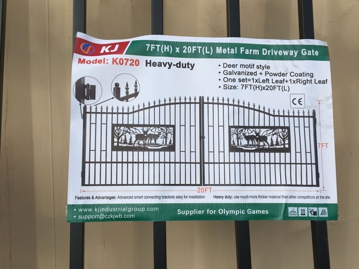 unused-20ft-bi-parting-wrought-iron-gate-w/deer-image-2