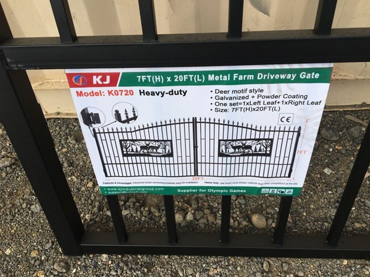 unused-20ft-bi-parting-wrought-iron-gate-w/deer-image-2