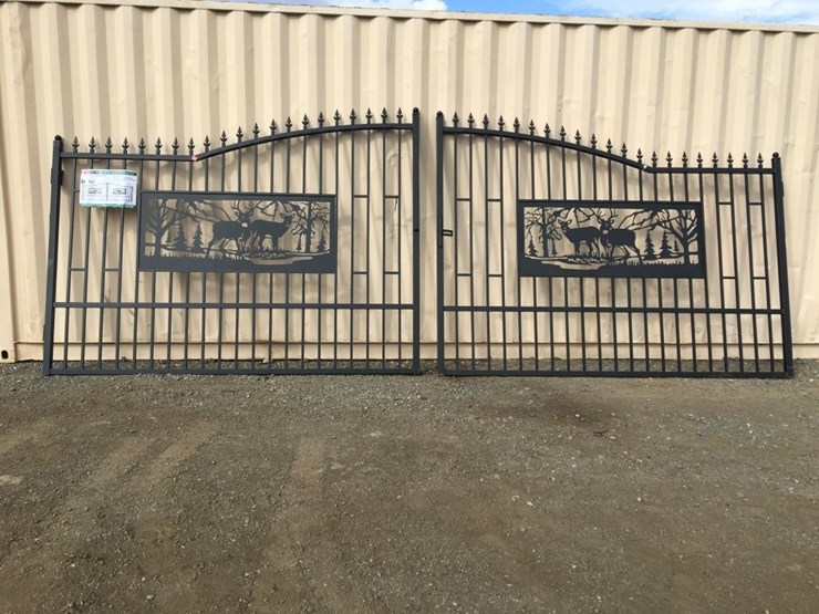 unused-20ft-bi-parting-wrought-iron-gate-w/deer-image-1