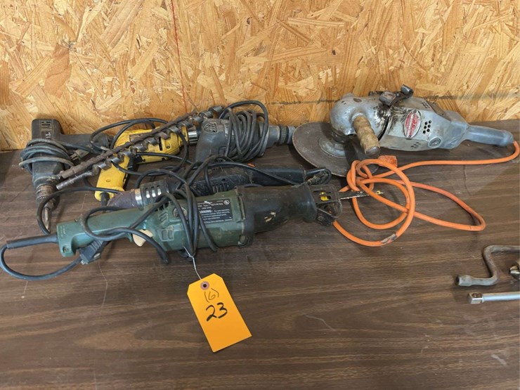 (6)-sawzall,-angle-grinder,-heatgun,-(3)-drills-image-1