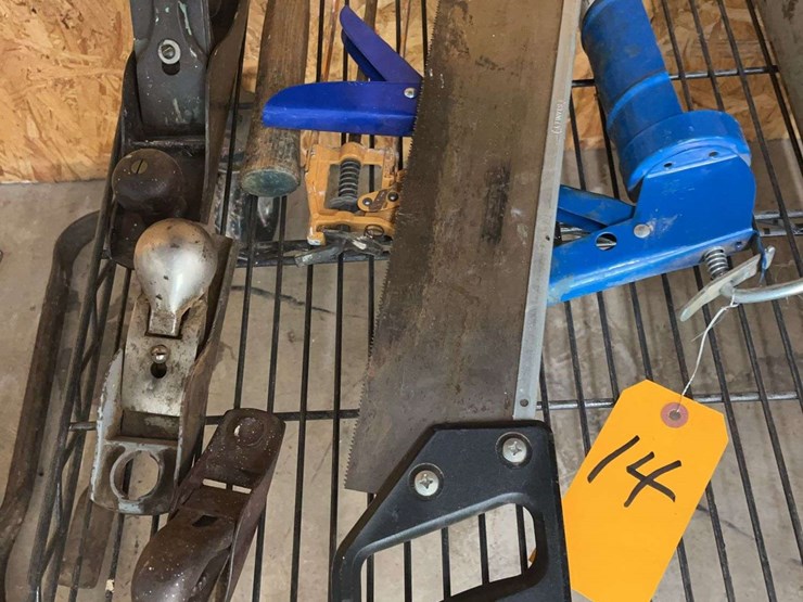 (3)-planers,-mitre-box-saw,-(3)-caulk-guns,-hammer-image-2