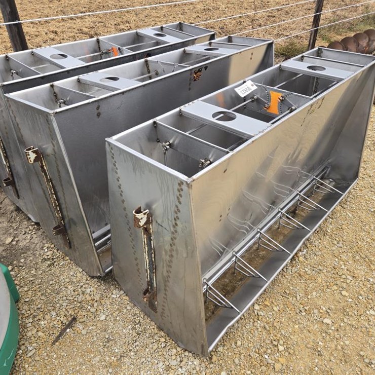 #5927 • (3) SMIDLEY STAINLESS STEEL FEEDERS